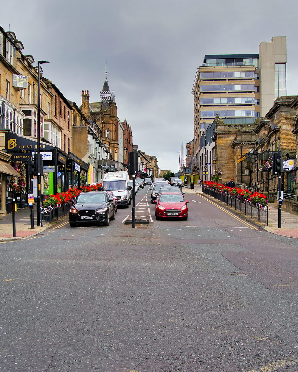 The King’s Road, Ripon Road and Parliament Street junction. Princes Square is a short walk south, towards the Stray.